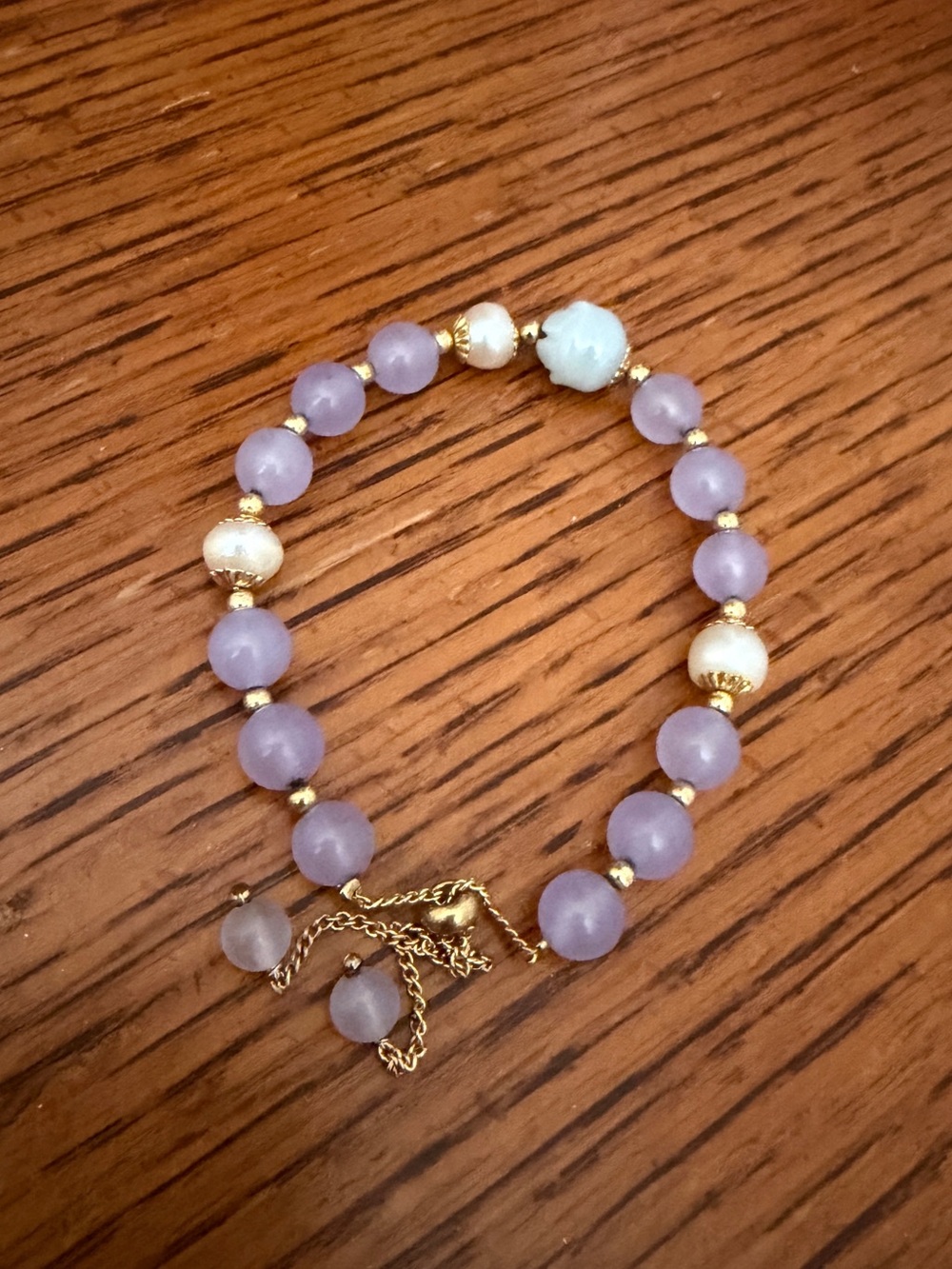 Lavender Jade and Gold Accent Bracelet